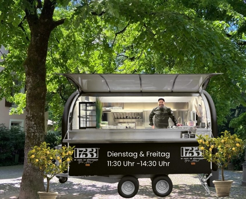 der 1733 Foostrailer steht ab dem 20 Mai Dienstag und Freitagmittag auf dem Augustaplatz Baden-Baden.