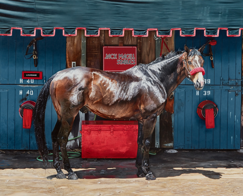 Richard McLean, Jack Magill’s Bourbon Jet, 1981, Öl auf Leinwand, 127 x 172,7 cm, Waddington Custot, London, Paris, Dubai © Richard McLean, courtesy Louis K. Meisel, New York, 2026, Foto: Waddington Custot